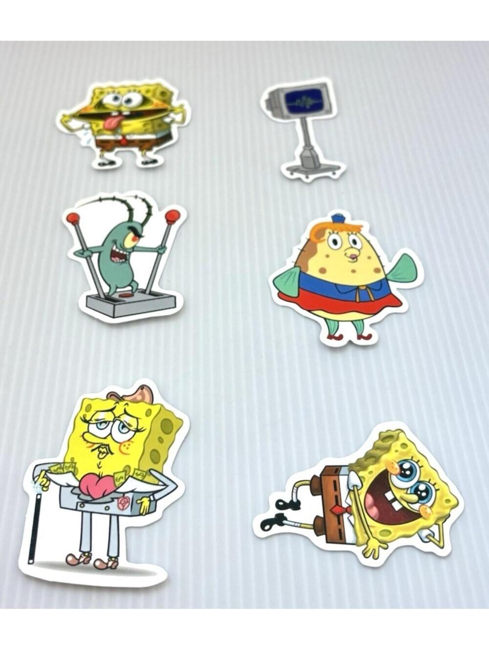 SpongeBob SquarePants 6pc Vinyl Stickers Lot Cartoon Water Bottle Laptop Decals